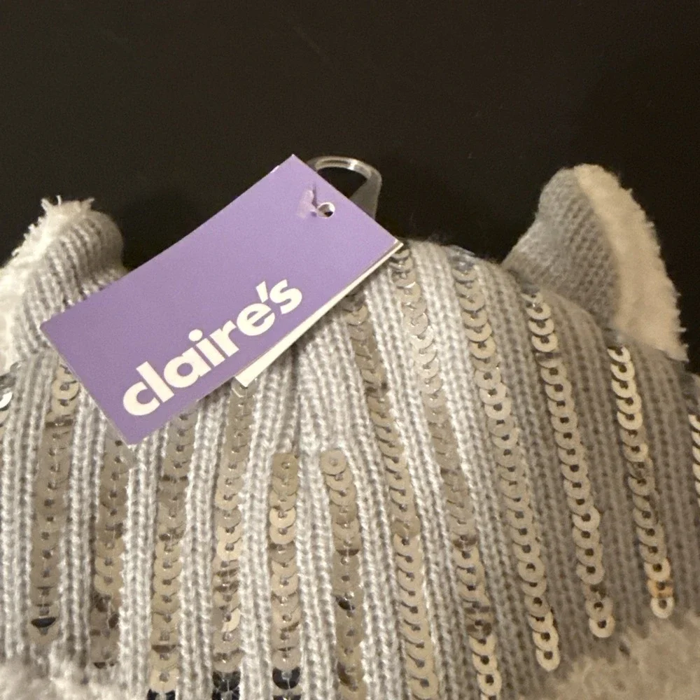 NWT Claire's Animal Style Kids Beanie-Sequined